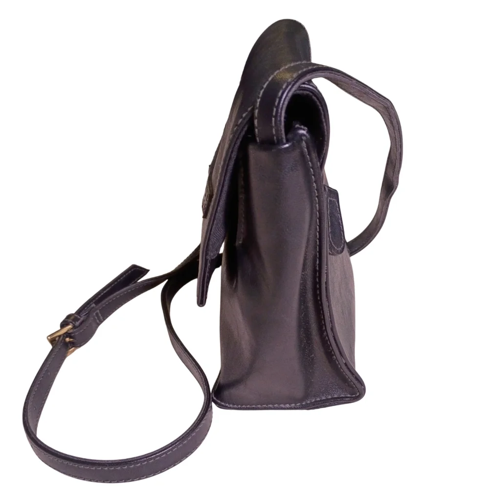 Crazy Horse ‎ Vintage Black Leather Shoulder Bag